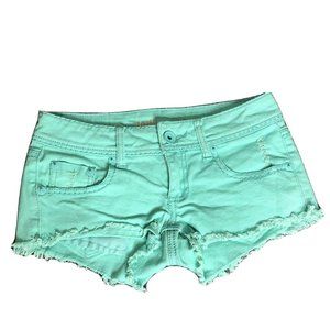 Short Shorts Sz 1 Distressed Sea Foam Green Womens
